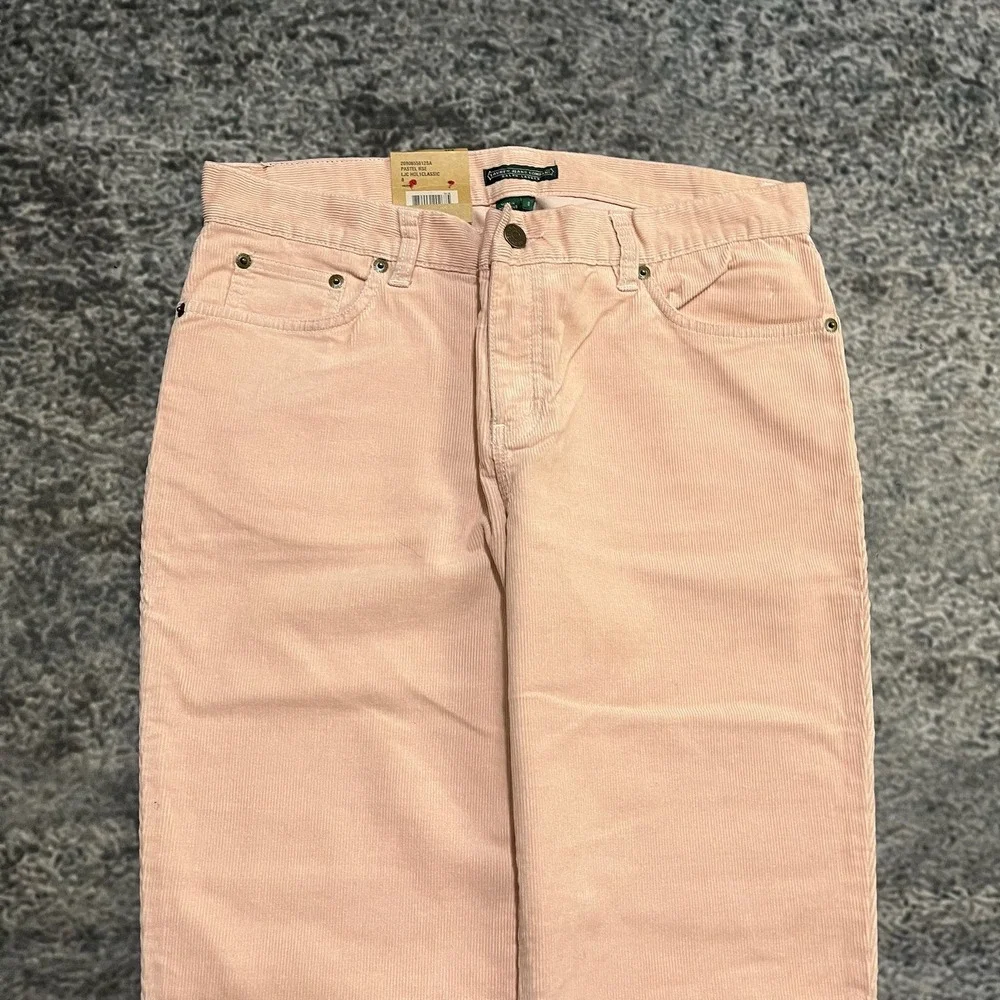 NWT Lauren Ralph Lauren Modern Slim Stretch Pants Womens 8 (32x31) Pink Corduroy